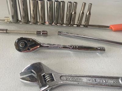 1/4”Drive Deep Craftsman Metric Sockets, Pittsburg Ratchet, Adjustable Wrench and Extension's