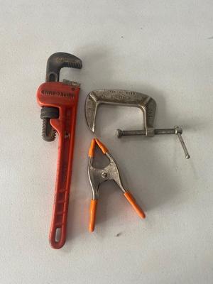 Craftsman 14” Heavy Duty Pipe Wrench, Pony Clamp and C-Clamp