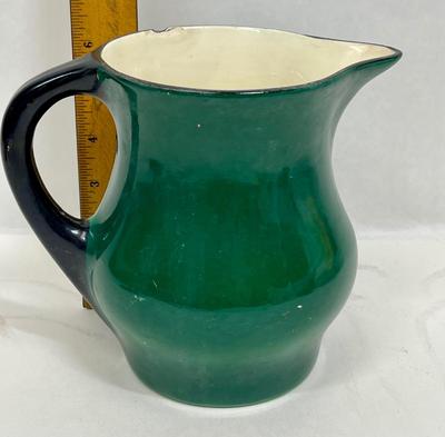Ditmar Urbach Hand Painted Green & Black Pitcher made in Czechoslovakia