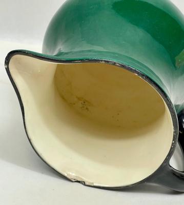 Ditmar Urbach Hand Painted Green & Black Pitcher made in Czechoslovakia