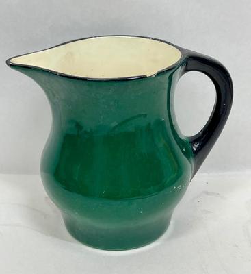 Ditmar Urbach Hand Painted Green & Black Pitcher made in Czechoslovakia