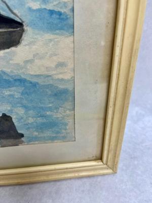 Framed Watercolor of a Sailboat by Claire Thoms