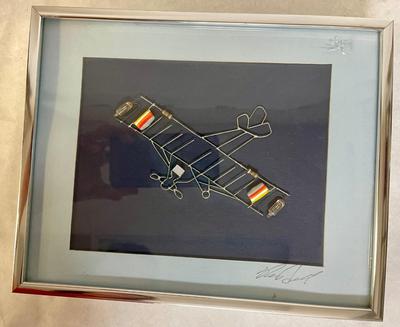 Framed Soldered Abstract Airplane with Battery Powered Lights