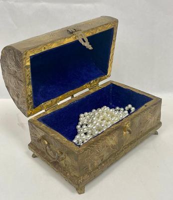 Treasure Chest with brass foil covering from India with plastic beads inside