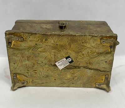 Treasure Chest with brass foil covering from India with plastic beads inside