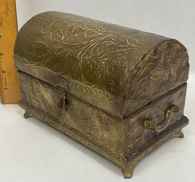 Treasure Chest with brass foil covering from India with plastic beads inside