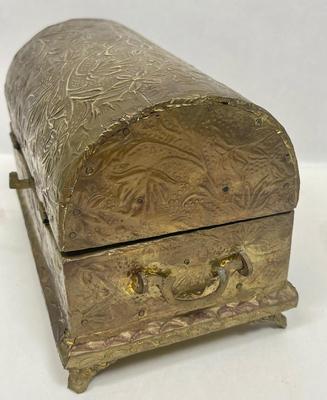 Treasure Chest with brass foil covering from India with plastic beads inside
