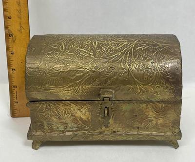Treasure Chest with brass foil covering from India with plastic beads inside