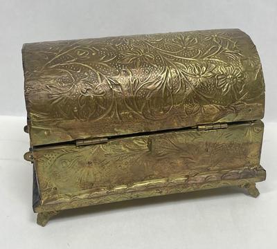 Treasure Chest with brass foil covering from India with plastic beads inside
