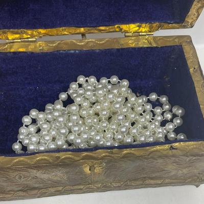 Treasure Chest with brass foil covering from India with plastic beads inside