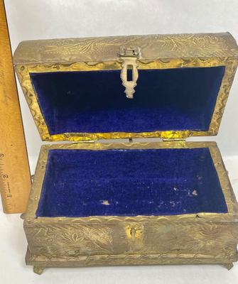 Treasure Chest with brass foil covering from India with plastic beads inside