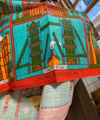 Vintage Novelty Linen Tea Towels Lot, Set of Four