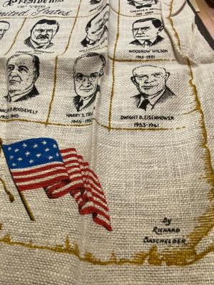 Vintage Novelty Linen Tea Towels Lot, Set of Four