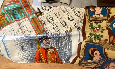 Vintage Novelty Linen Tea Towels Lot, Set of Four