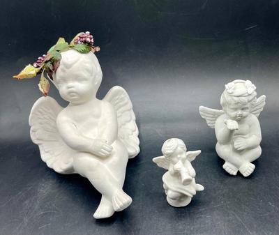 3 Ceramic Angle Figurines