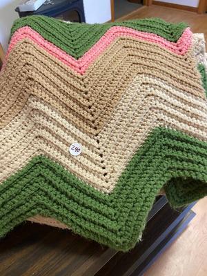 Vintage Knitted Scalloped Afghan