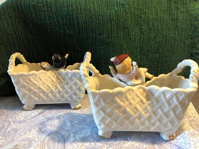 Vintage/Antique THAMES. Victorian Porcelain Vase Figural Set, Handpainted and Numbered