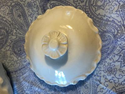 Vintage White Victorian Style. Teapot and Souvenir Tea Strainer