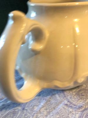 Vintage White Victorian Style. Teapot and Souvenir Tea Strainer