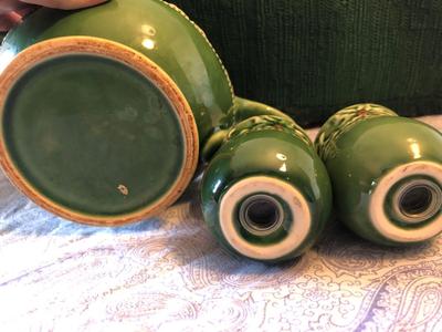 Vintage Christmas Teapot, Creamer, and Sugar