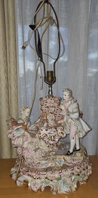 Lot 37: Vintage Benrose Porcelain Capodimonte Lamp