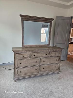 Lot 44: Grey Wood Dresser with Mirror