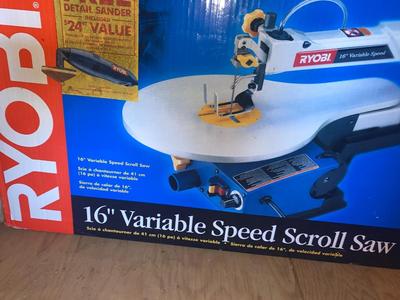 LIKE NEW!! RYOBI 16” Variable Speed Scroll Saw with the Bonus 24” Finish Sander!