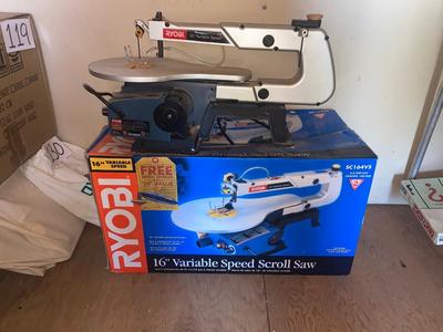 LIKE NEW!! RYOBI 16” Variable Speed Scroll Saw with the Bonus 24” Finish Sander!
