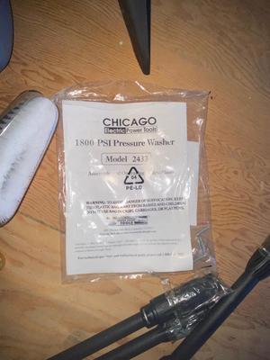 Brand New Chicago Electric 1800psi Pressure Washer Model# 2433