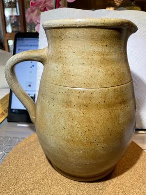 Vintage Pottery Redware Pitcher 8.25" Tall in VG Preowned Condition.