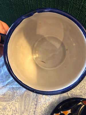 Handpainted Folk Art Mexican Tea Pot, Creamer, and Sugar, Signed