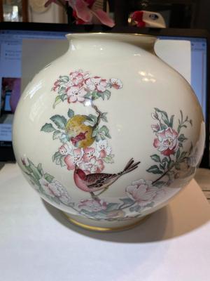 Vintage Scarce Mid-Century Vase Serenade by LENOX 7.5" Wide x 7.25" Tall Discontinued Pattern in VG Preowned Condition.