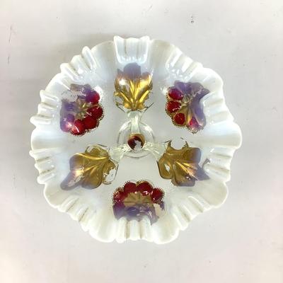 540 Antique Dugan Opalescent Goofus Glass Footed Bowl