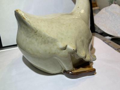 Vintage Celedon Glaze Ceramic Duck 10" Wide in Good Preowned Condition as Pic'd.