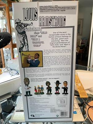 New in Box Louis Vintage Louie Armstrong "Satchmo" Animated Singing Figurine 19" Tall as Pictured.