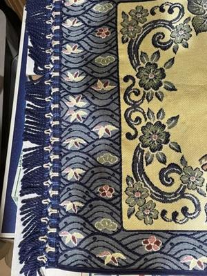 Vintage Japanese Hand-Woven Temple Scenery Throw Rug 32” x 17" in VG Never Used Condition.