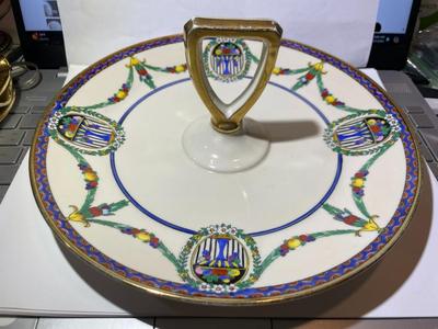 Japanese Noritake Center Handle Porcelain Serving Dish Hand Painted in Good Preowned Condition as Pictured.