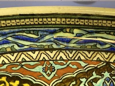 Early Turkish Heavy Stoneware 16" Charger Dish from 1800's or Earlier Preowned from an Estate as Pictured.