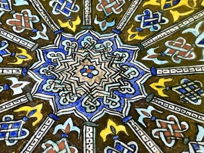 Early Turkish Heavy Stoneware 16" Charger Dish from 1800's or Earlier Preowned from an Estate as Pictured.