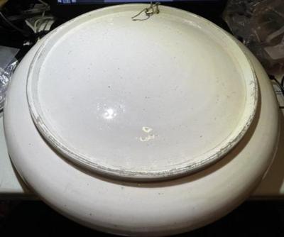 Early Turkish Heavy Stoneware 16" Charger Dish from 1800's or Earlier Preowned from an Estate as Pictured.