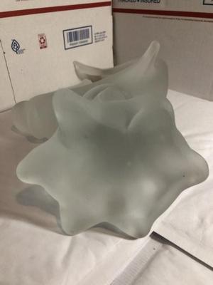 Vintage 13.5" Tall Frosted Leaded Art Glass Fish Home Decor Preowned from an Estate. Heavy.