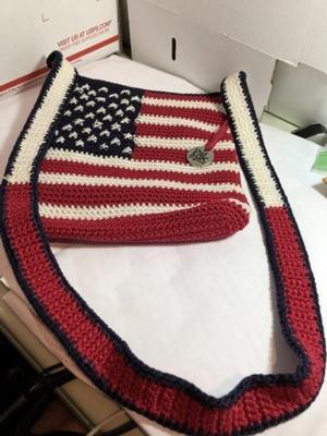Vintage The Sak Original USA Flag Purse from an Estate in Good Preowned Condition.