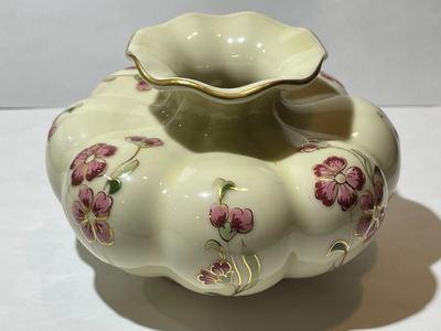 Zsolnay - Hungary - Small Porcelain Vase - 4" in Diameter - Hand Painted in VG Preowned Condition as Pictured.
