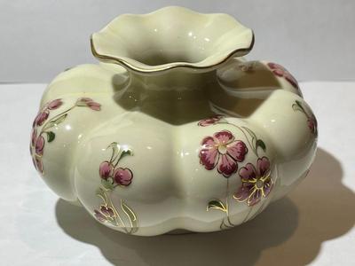 Zsolnay - Hungary - Small Porcelain Vase - 4" in Diameter - Hand Painted in VG Preowned Condition as Pictured.