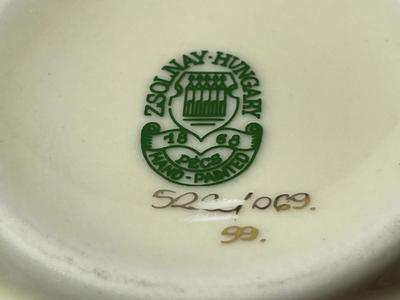 Zsolnay - Hungary - Small Porcelain Vase - 4" in Diameter - Hand Painted in VG Preowned Condition as Pictured.