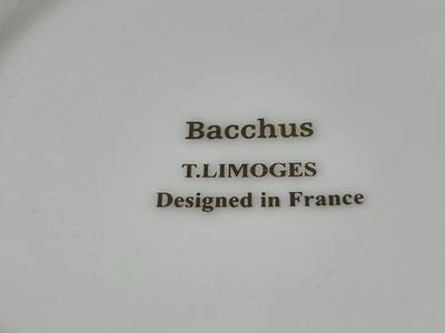 Vintage Limoges Designed in France Porcelain Covered Trinket Bowl by Bacchus w/Tags 5" Diameter as Pictured.