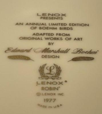 Vintage 1977 LENOX Boehm ROBIN Limited Edition BIRDS 10.5" Collector Plate in VG Condition.