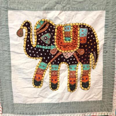 545 Cotton Indian Handmade Kantha Elephant Quilt