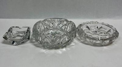 Crystal Ashtray Lot - 3 pieces