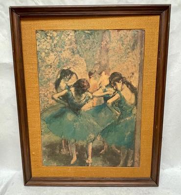 Framed Lithograph of Ballerinas, unsigned